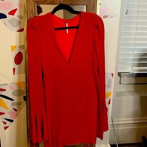 Orange "free people"  flair sleeved short dress